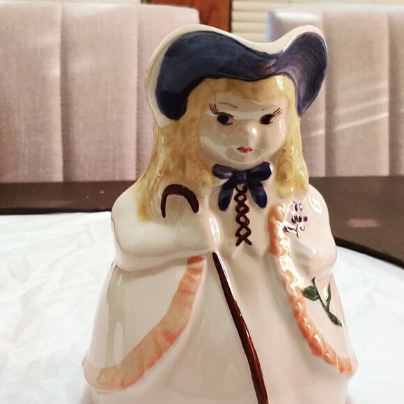 BoPeep Milk Pitcher, Vintage Item made in the USA. 1940's   8" tall handpainted. - Picture 2 of 6